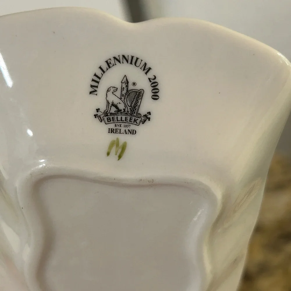 Belleek Shamrock Basketweave Tray 9in Cream Millennium 2000 Irish Parian China